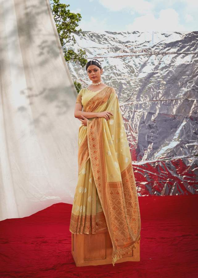 Shangrila Kasabh Zari Linen 18 Weaving New Fancy Festive Wear Saree Collection